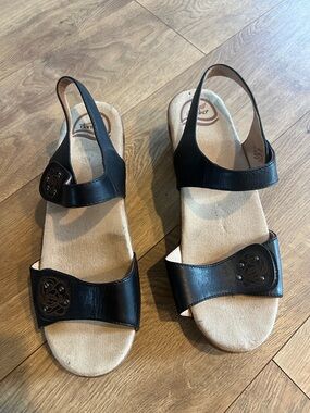 Dansko Women’s Open Toe Leather Platform Heel Clog Sandals Size 41 (US 9.5-10)